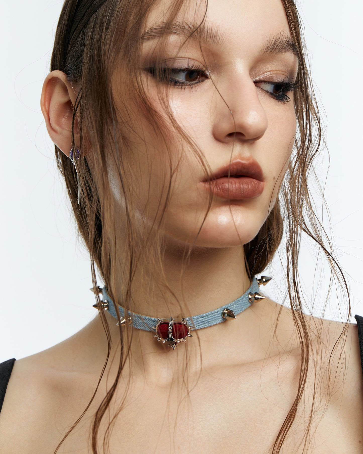 Velvet Heart Rivet Denim Choker