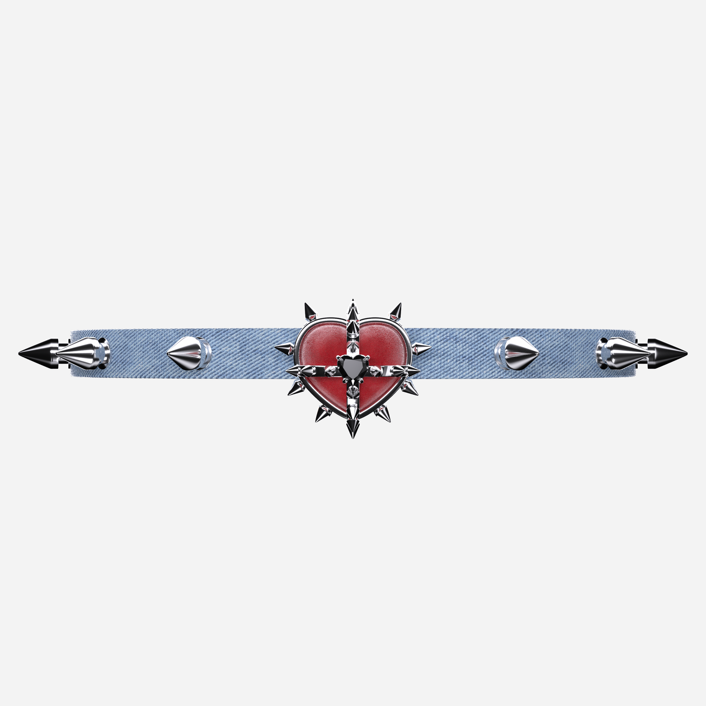 Velvet Heart Rivet Denim Choker